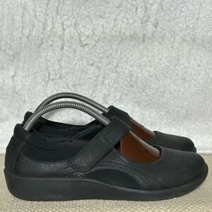 Clarks Cloudsteppers Womens Blk Sillian Bella Mary Jane Flats Loafer Shoes SZ 7M